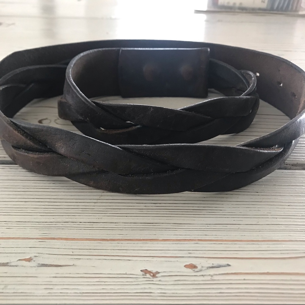 Leather braided belt